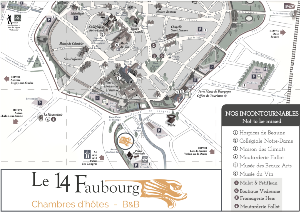 Carte de localisation du 14 Faubourg à Beaune